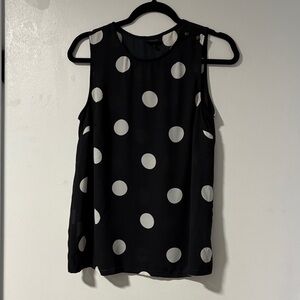 Who What Wear Black and White Polka Dot Blouse